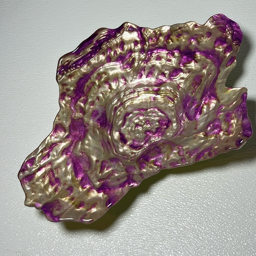 ARDA GLASSWARE Iridescent Shell Art Glass Bowl Handmade Purple/Silver Turkey NEW